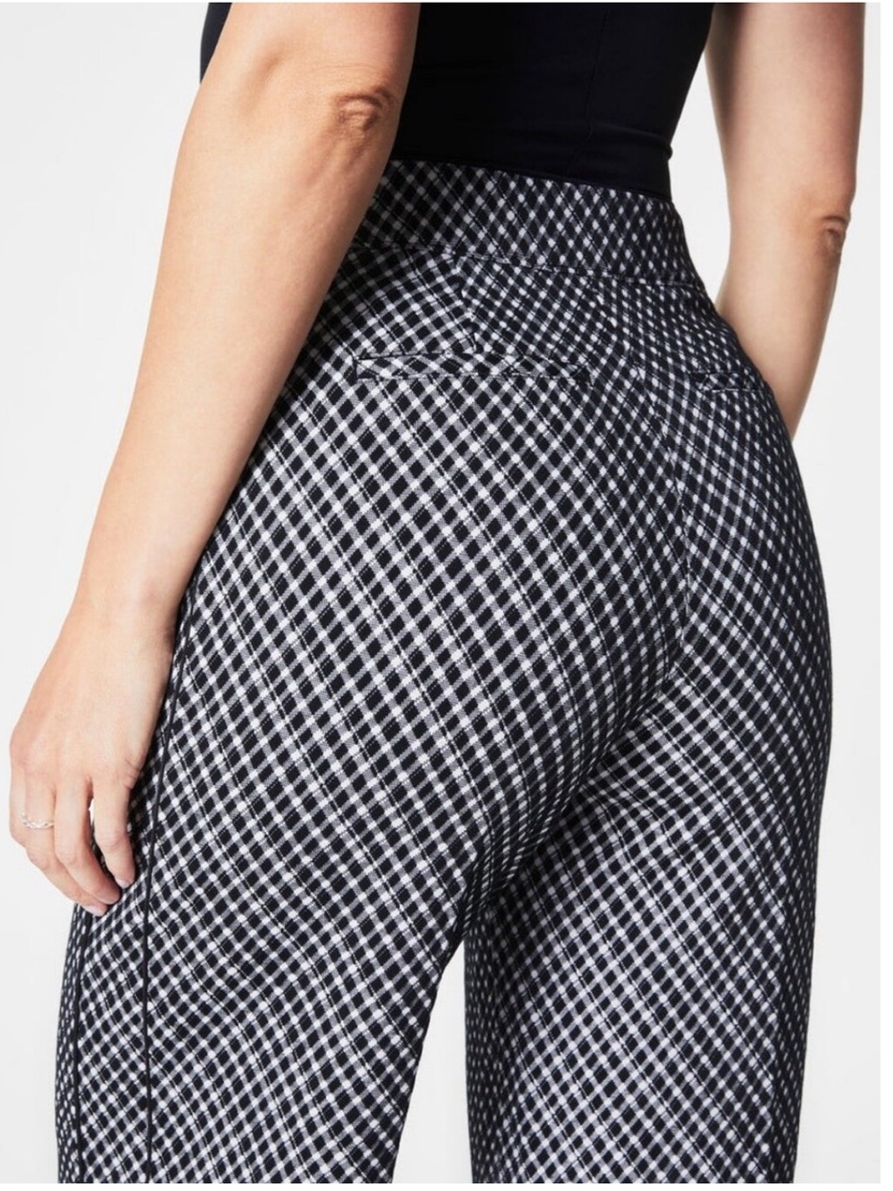NWT Spanx Ponte Jacquard Wide Leg Pant Black White Plaid Size 3X - Picture 3 of 10